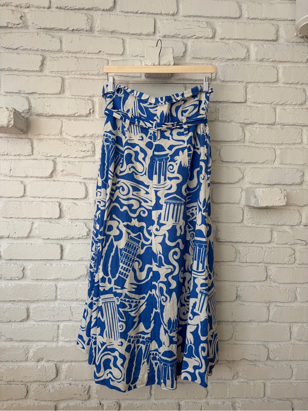Two piece Blue Abstract Print Tie-Waist Maxi Skirt and top - Picture 3 of 6